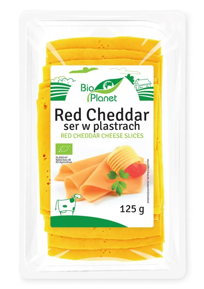 Ekologisk CHEDDAR RÖD ost i skivor 125 g - BIO PLANET