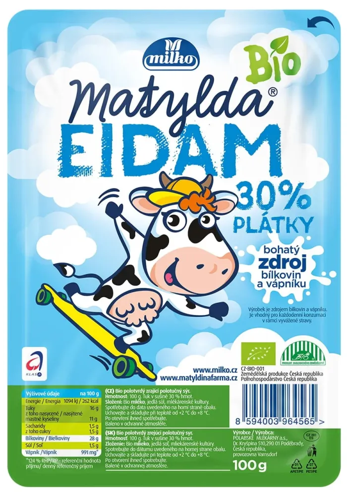 Ekologisk Edamost i skivor 30% fett 100 g