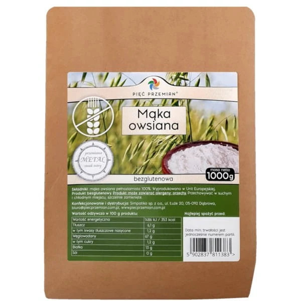 Fem förvandlingar Havremjöl Glutenfri BIO 1000g