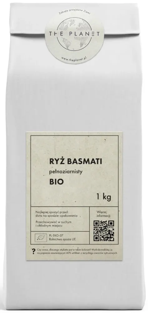 BASMATI RIS FULLKORN EKOLOGISKT 1 kg - PLANET