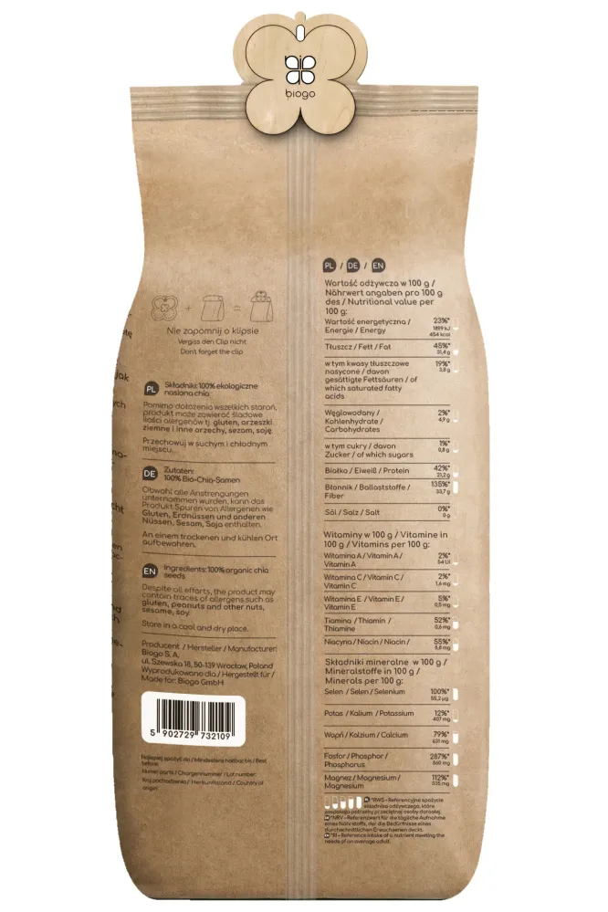 Ekologiska chiafrön (Salvia Hispanica) 1 kg BIOGO