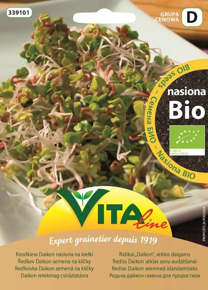 Ekologiska daikonradisfrön för groddar 20 g VITA LINE
