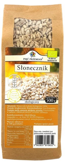 Ekologiska glutenfria solrosfrön 500g CINQ CHANGEMENTS