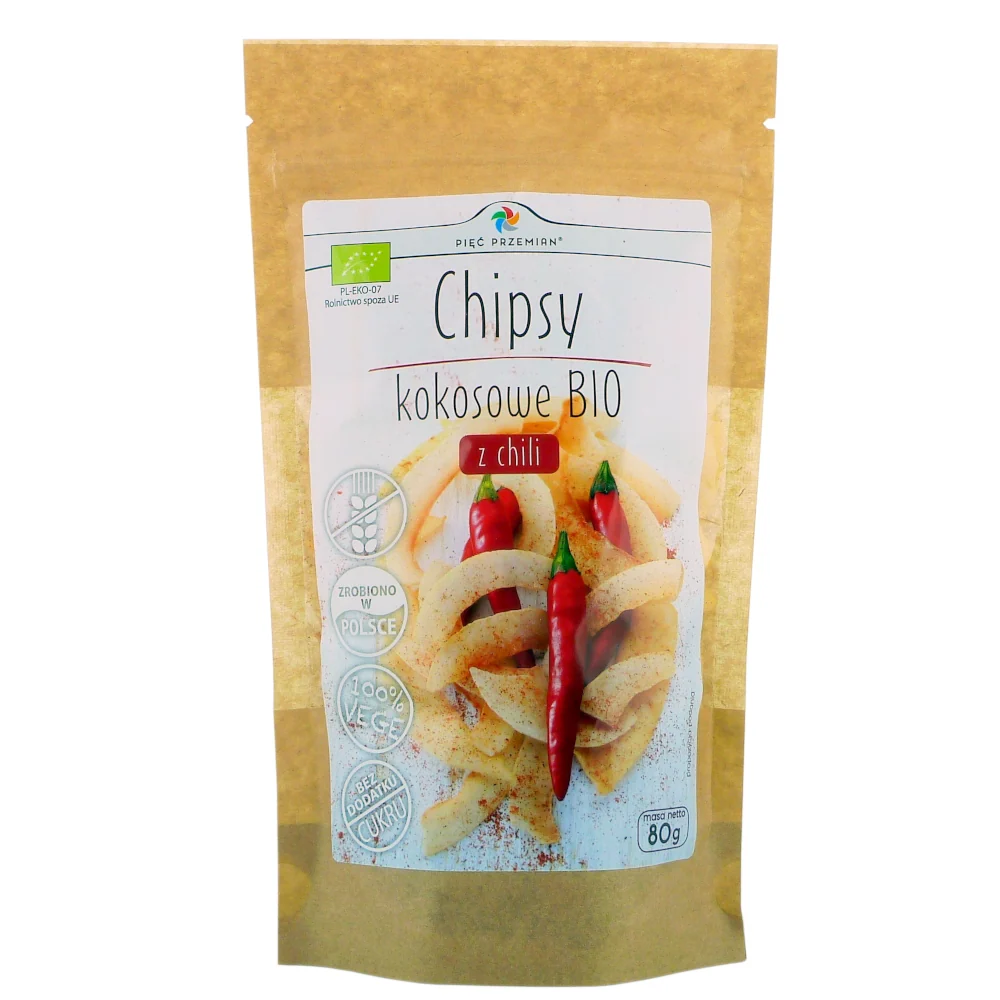 Ekologiska kokoschips med chili 80g CINQ CHANGEMENTS