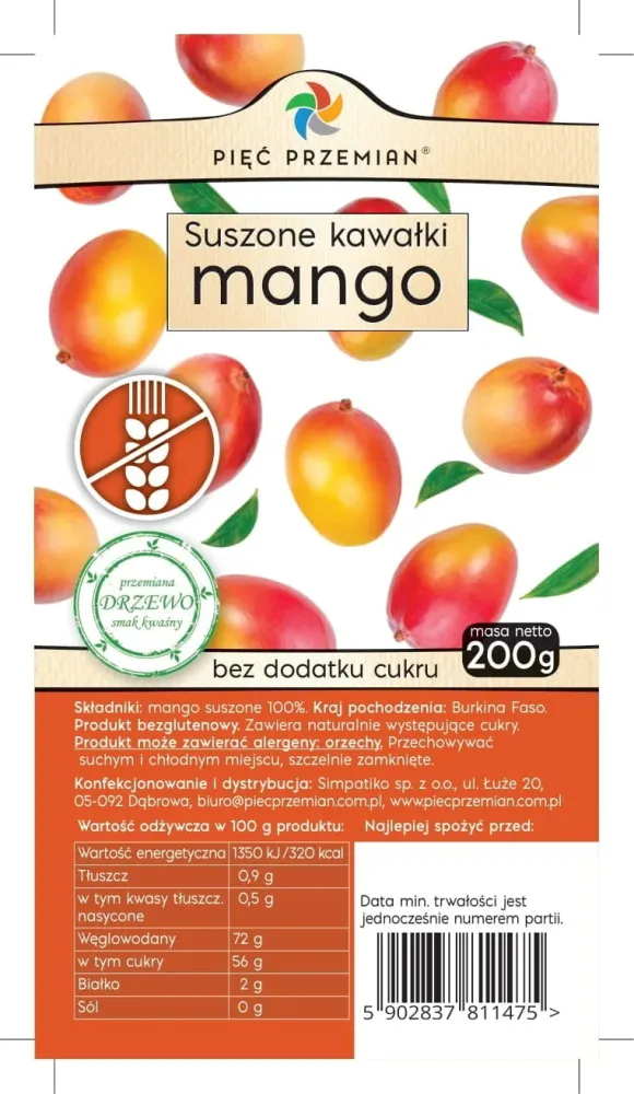 FIVE CHANGES Torkade mangobitar 200g