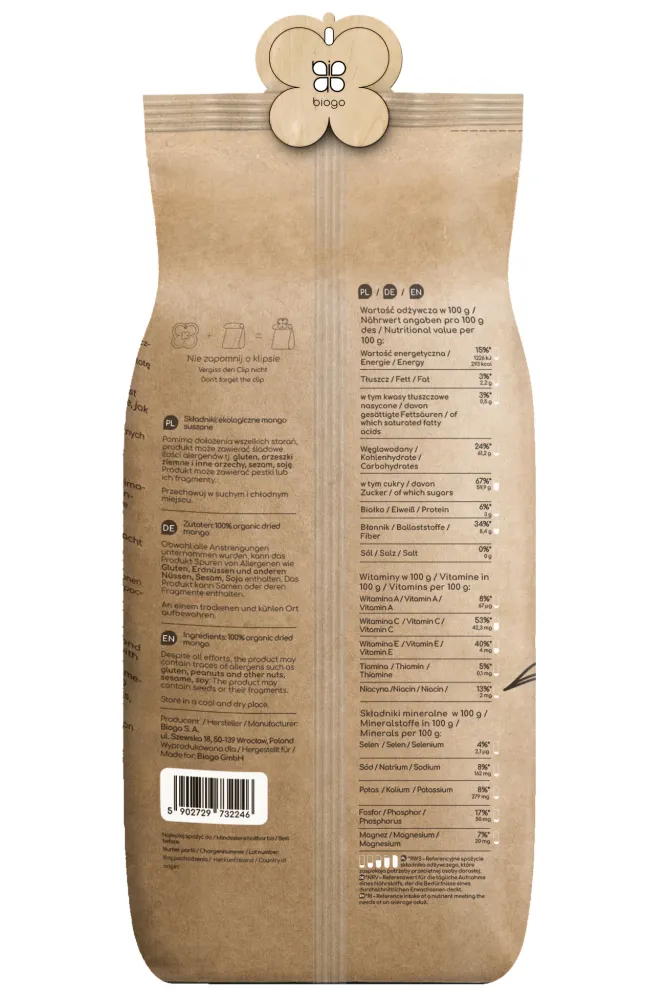 Torkad Mango ekologisk 400 g BIOGO