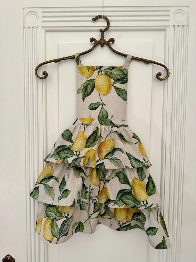 Kids Apron - Lemon Linen | Stain Resistant