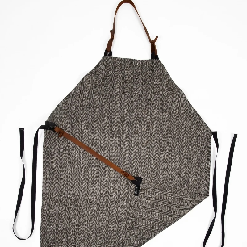 Linen Apron Äkta läder Details