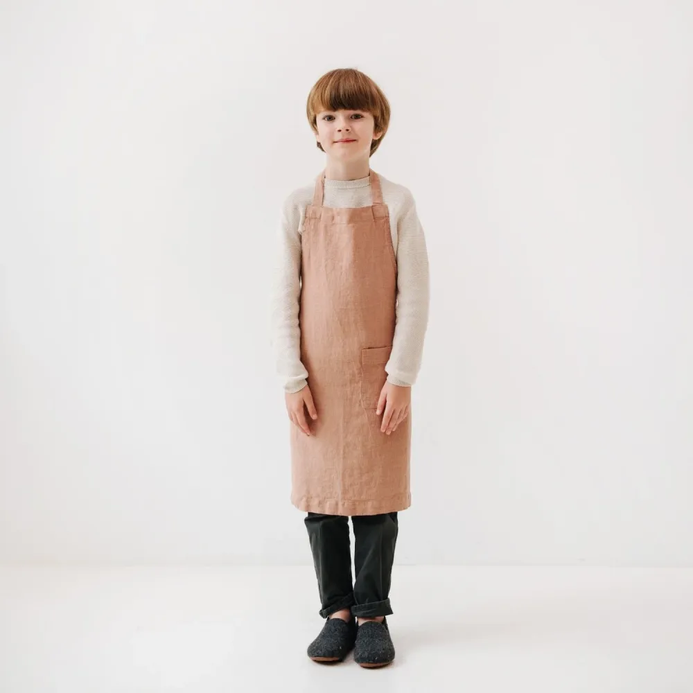 Linen Daily Apron Kids - Cafe Creme - Machine Washable