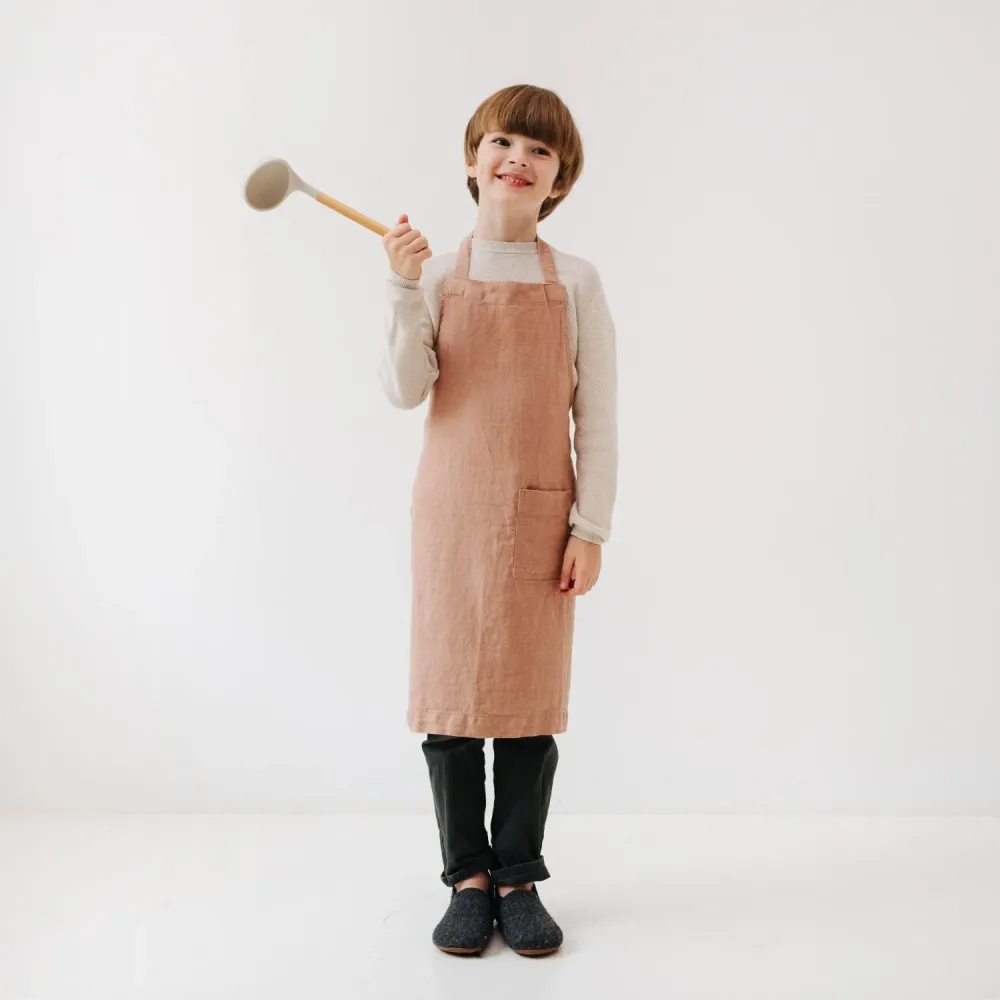 Linen Daily Apron Kids - Cafe Creme - Machine Washable