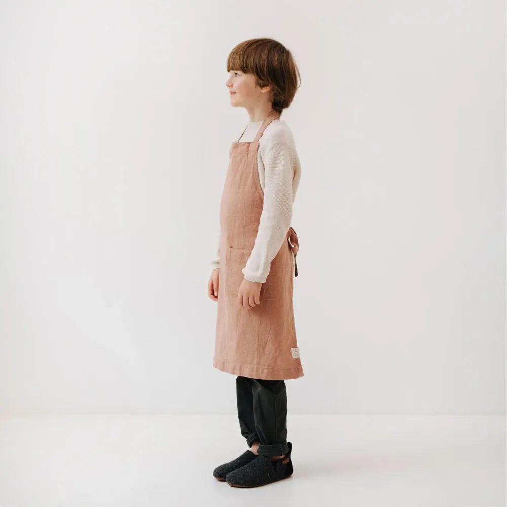 Linen Daily Apron Kids - Cafe Creme - Machine Washable