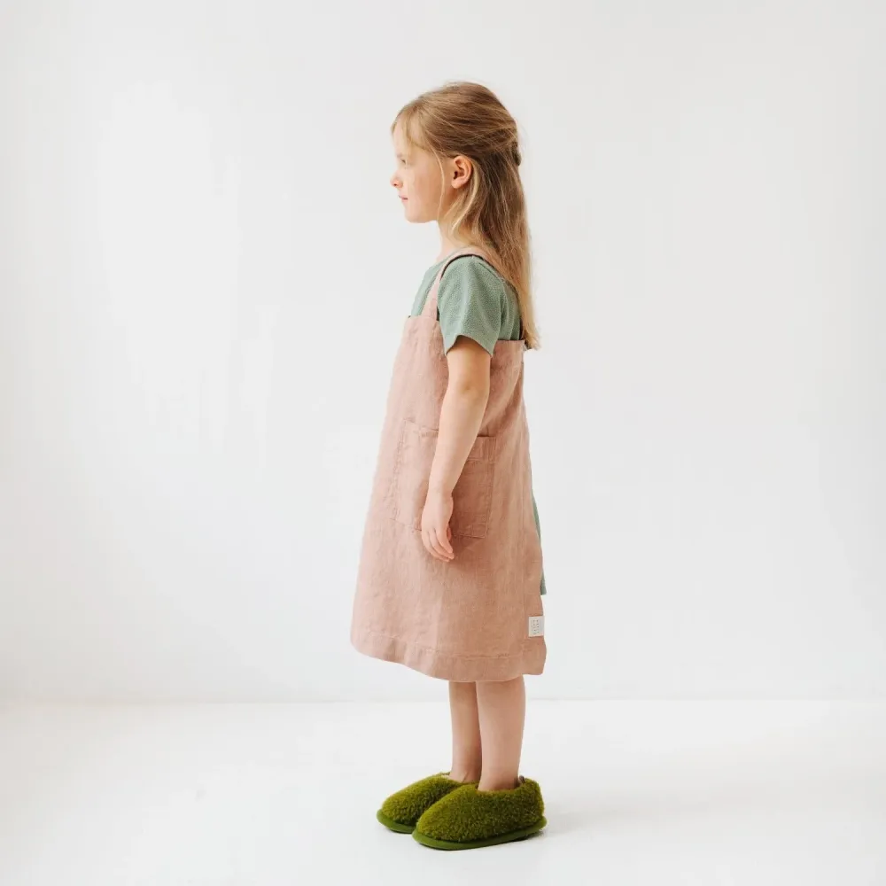 Stain-Resistant Polyester Linen Pinafore Apron Kids - Cafe Creme