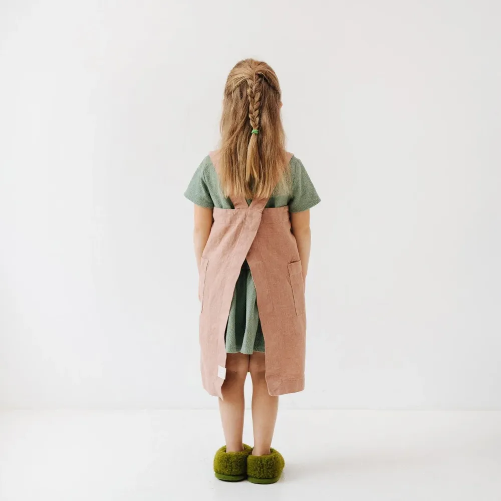 Stain-Resistant Polyester Linen Pinafore Apron Kids - Cafe Creme