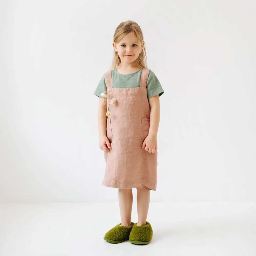 Stain-Resistant Polyester Linen Pinafore Apron Kids - Cafe Creme