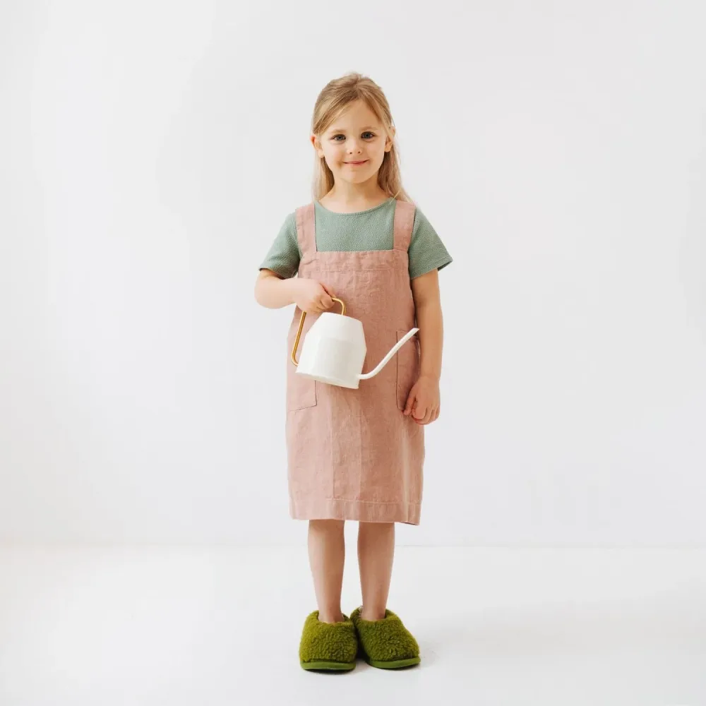 Stain-Resistant Polyester Linen Pinafore Apron Kids - Cafe Creme