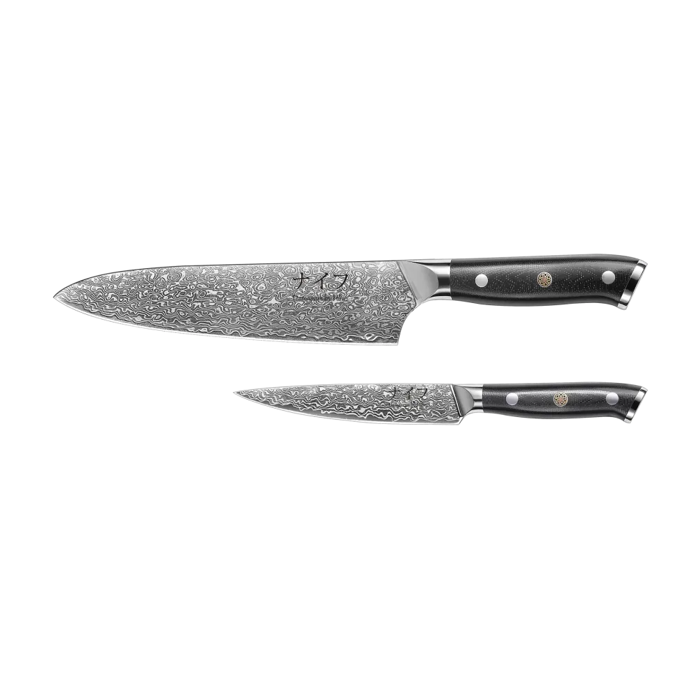 Knivar FunNordic Kockkniv 32 cm + Universalkniv 24 cm G10 Damascus Haws