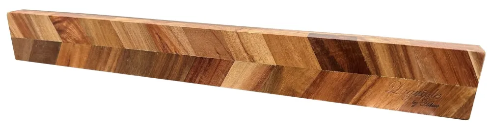 Knivar FunNordic Laguiole Hâws Magnetiskt väggknivställ 40x5x2 cm Akaciaträ Fiskbensmönster