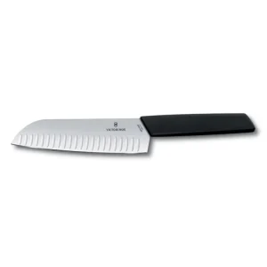 Victorinox Santoku-kniv SWISS NUTIDA 17 cm, med ovala spår, svart