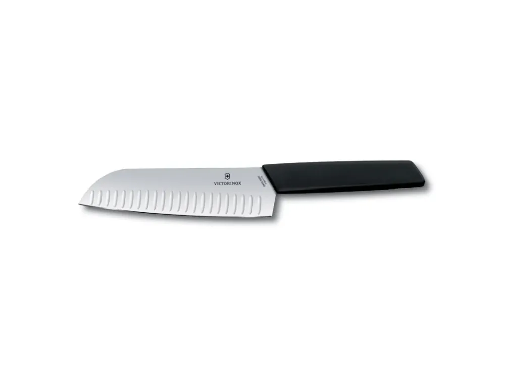 Victorinox Santoku-kniv SWISS NUTIDA 17 cm, med ovala spår, svart