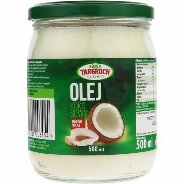 Fint kokosnötsolja - oparfymerad - glasbehållare 500 ml Targroch
