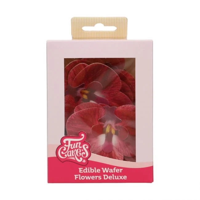 Set/10 Ätbara Blommor Röda Orkidéer
