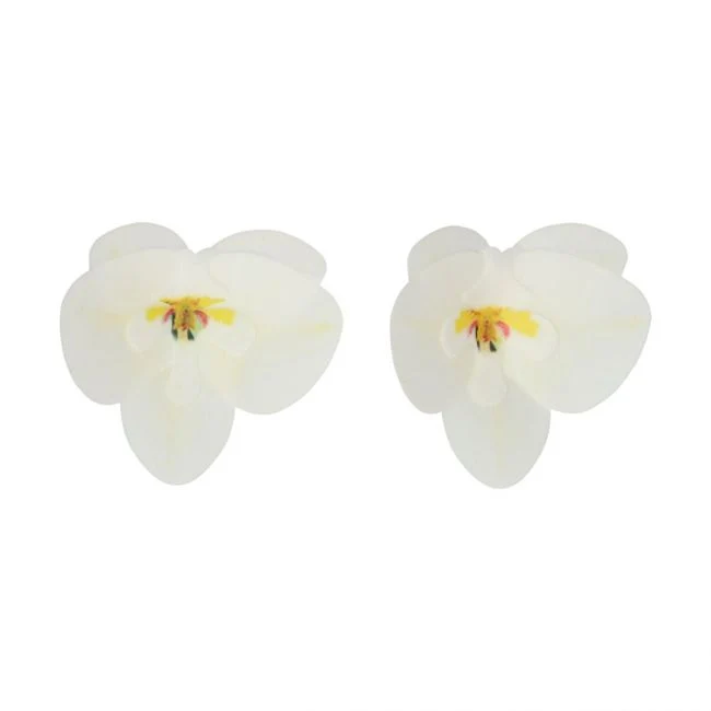 Set/10 Ätbla Blommor Vita Orkidéer