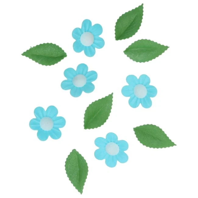 Set/11 Ätbart Pappersdekorationer - Blå Blommor & Löv