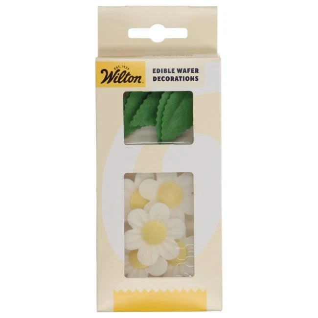 Set/11 Ätbart Pappersdekorationer - Vita Blommor & Löv