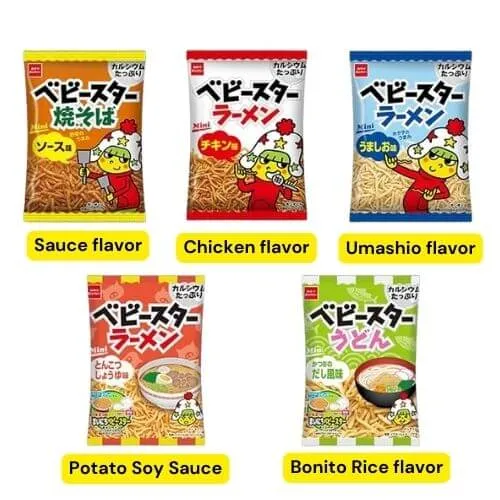 Baby Star Ramen 5 sorters mix - 30 bitars förpackning