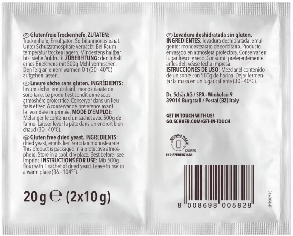 Lievito-Trockenhefe UTAN GARANTIER. 20 g