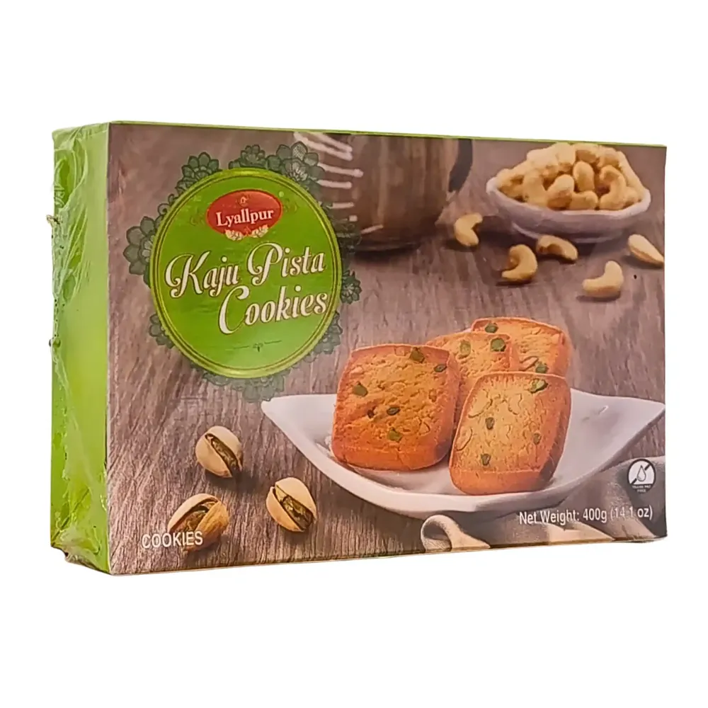Lyallpur Kaju Pista Cookies 400g – Utgående datum sep med garanti