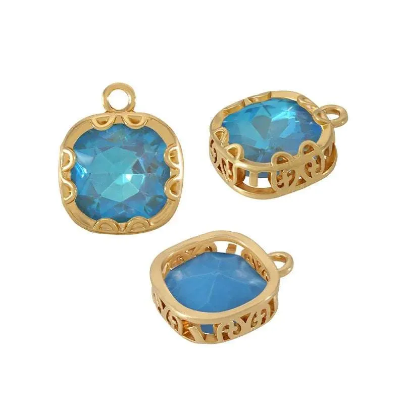Berlock Facetterad - Fyrkant Airy Blue, 12mm 1 styck