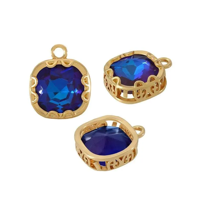 Berlock Facetterad - Fyrkant Blue, 12mm 1 styck