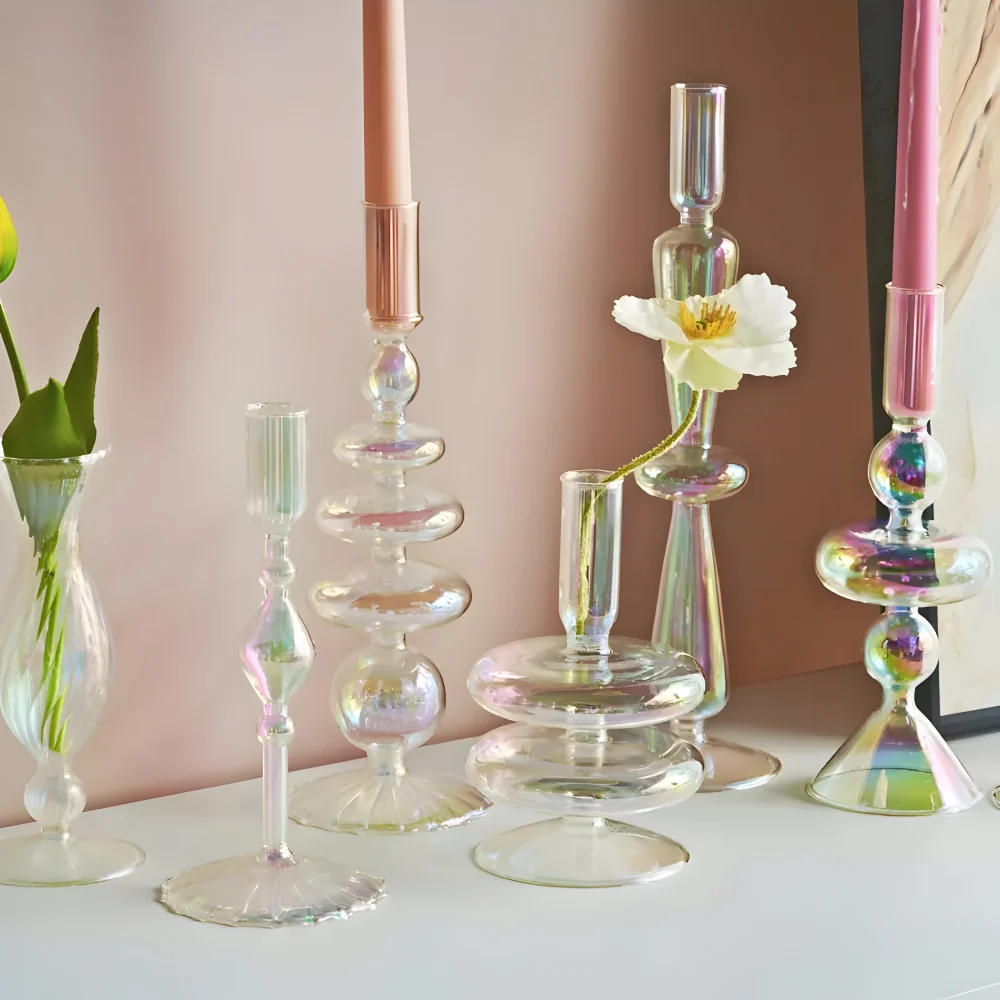 Levande Konstglas Ljusstake för Inredning L
