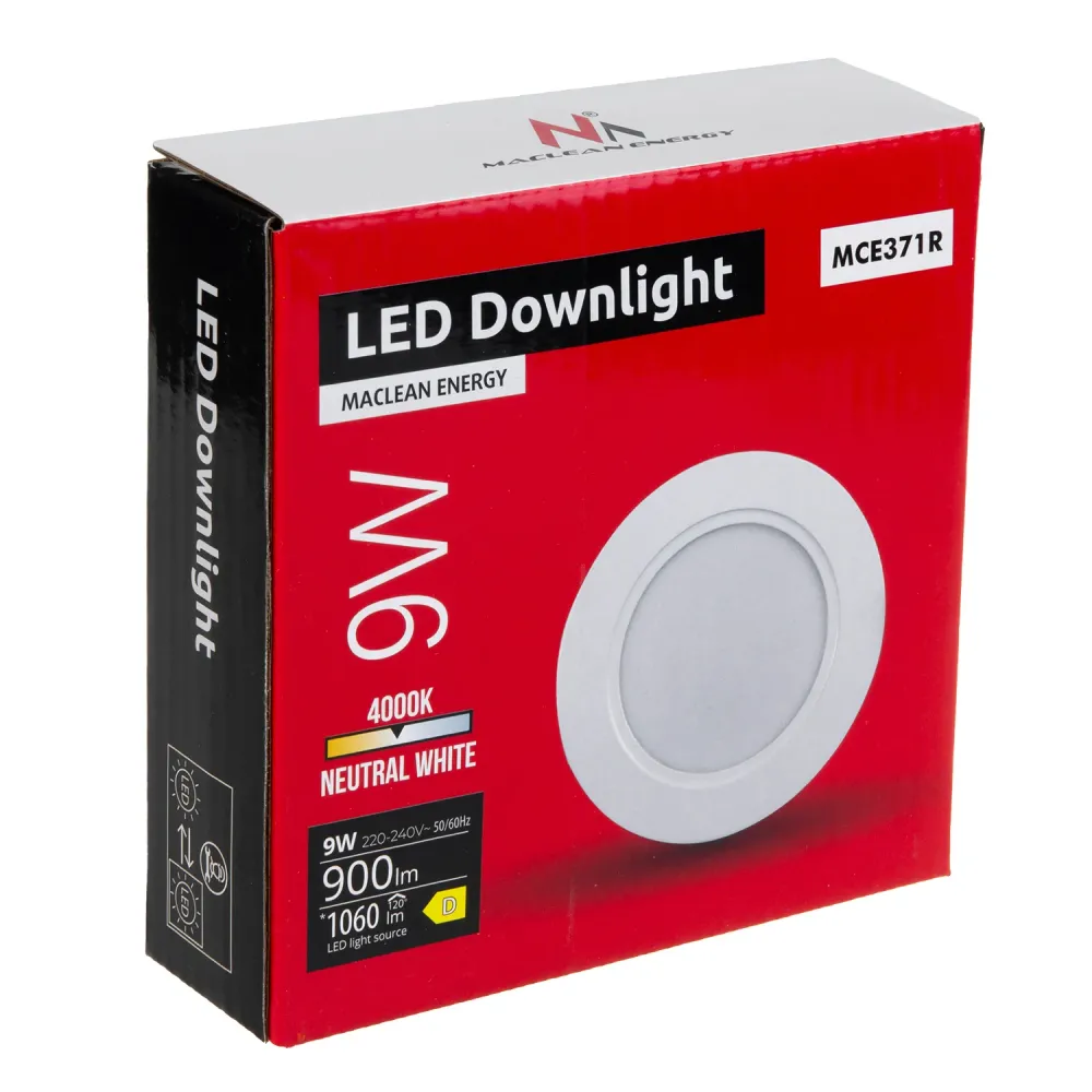 5x Maclean LED-takpanel, infälld SLEEK, 9W, neutralvit 4000K, 120*26mm, 900lm, MCE371 R