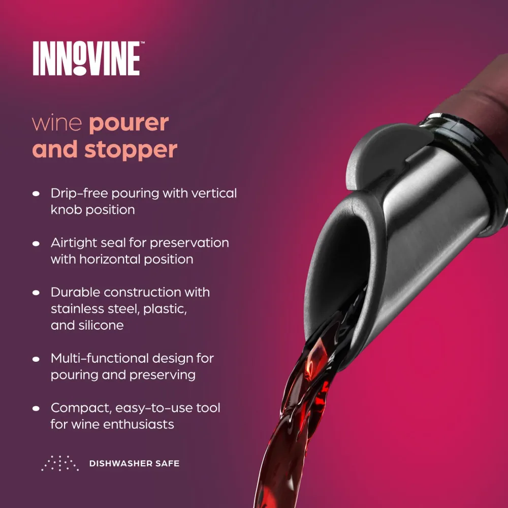 Vintillbehör FunNordic Vinkaraff och Stopper i grafit av Innovine™