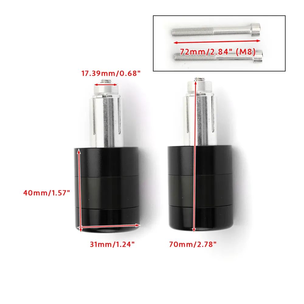 Antivibrationsdämpare 7/8" 22mm Styrände M6/M8 Svart/Titan Viktglidare Reducerande Generisk