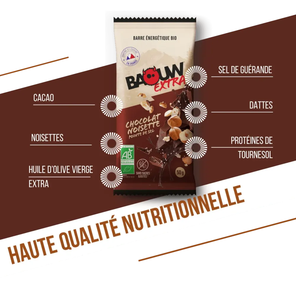 BAOUW ORGANIC EXTRA Chocolate Hazelnut Energy Bar (50 g)