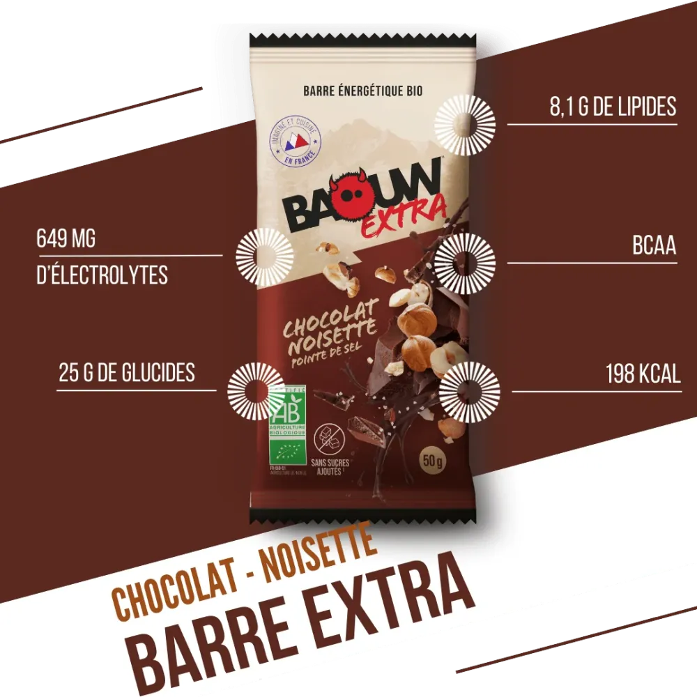 BAOUW ORGANIC EXTRA Chocolate Hazelnut Energy Bar (50 g)
