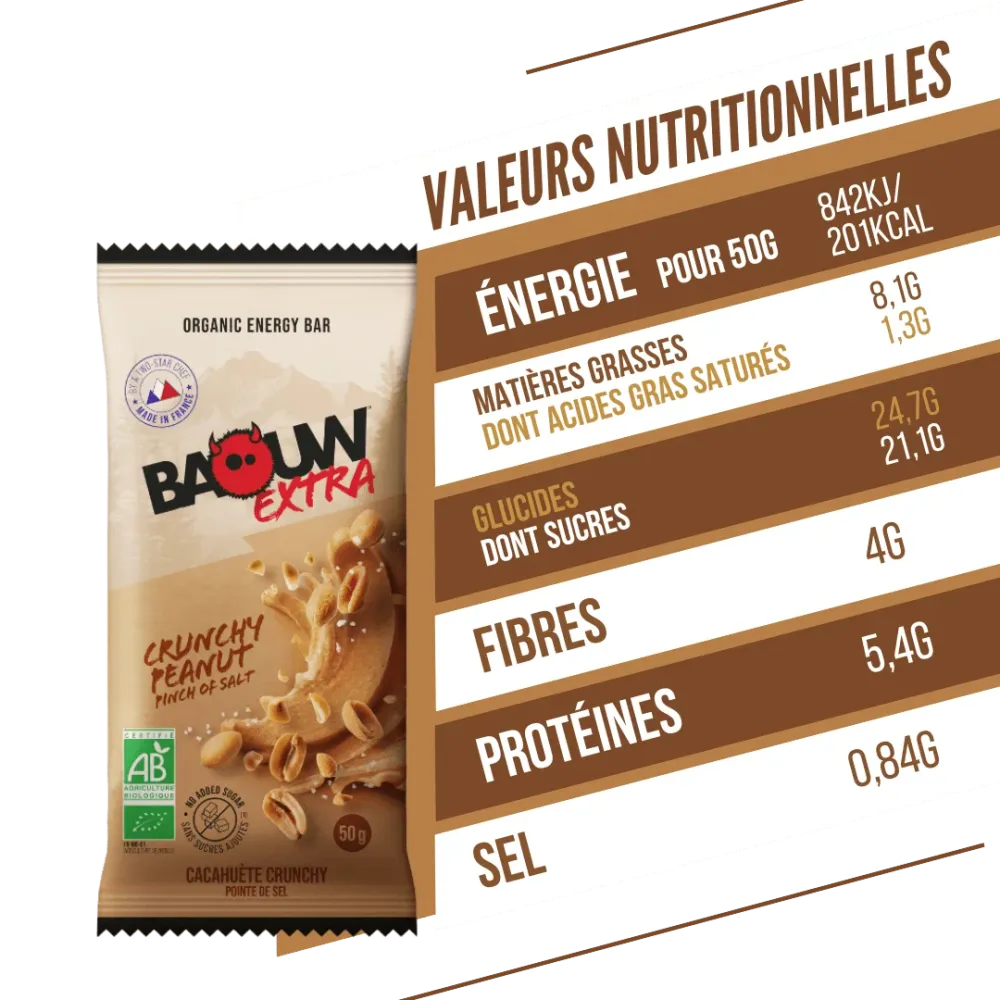 BAOUW ORGANIC EXTRA Crunchy Peanut Energy Bar (50 g)