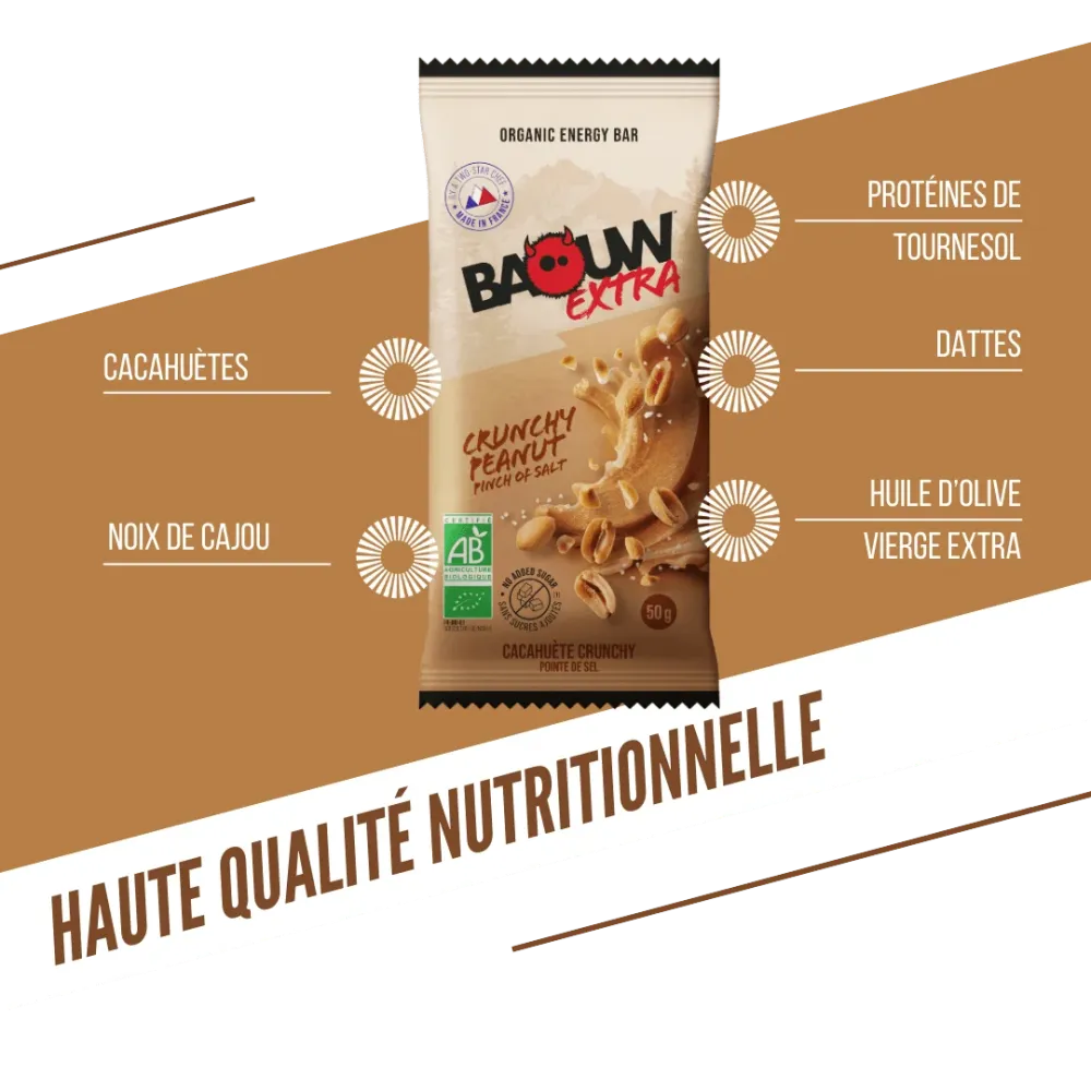 BAOUW ORGANIC EXTRA Crunchy Peanut Energy Bar (50 g)