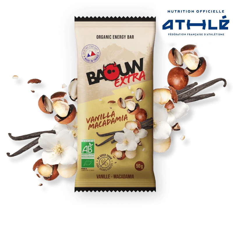 BAOUW ORGANIC EXTRA Vanilj-Macadamia Energy Bar (50 g)