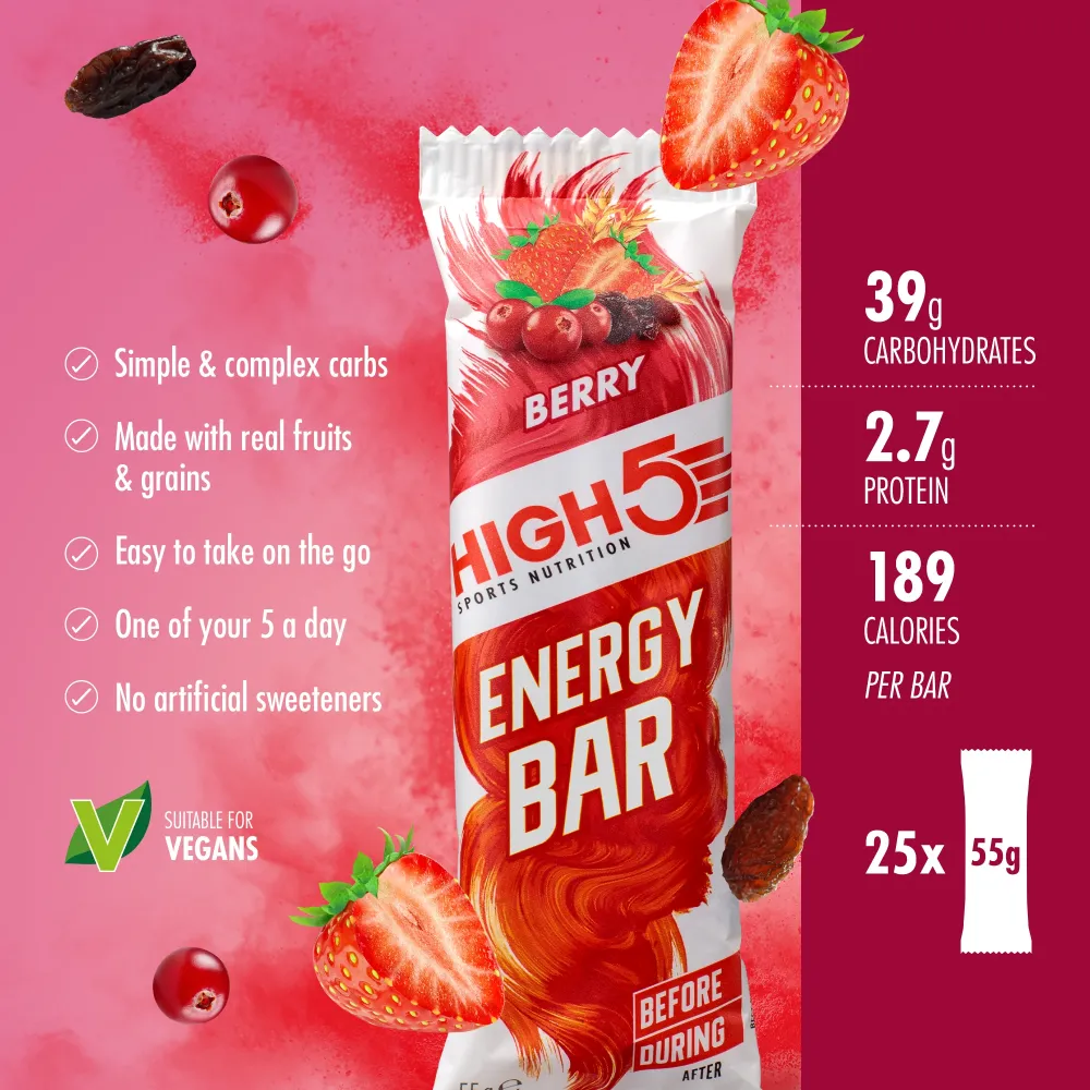 HIGH5 ENERGY BAR (55g) Röda frukter