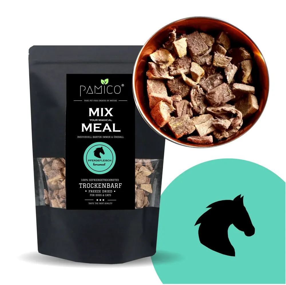 Frystorkat hästkött | Hypoallergen BARF-komponent för hund och katt | Pamico