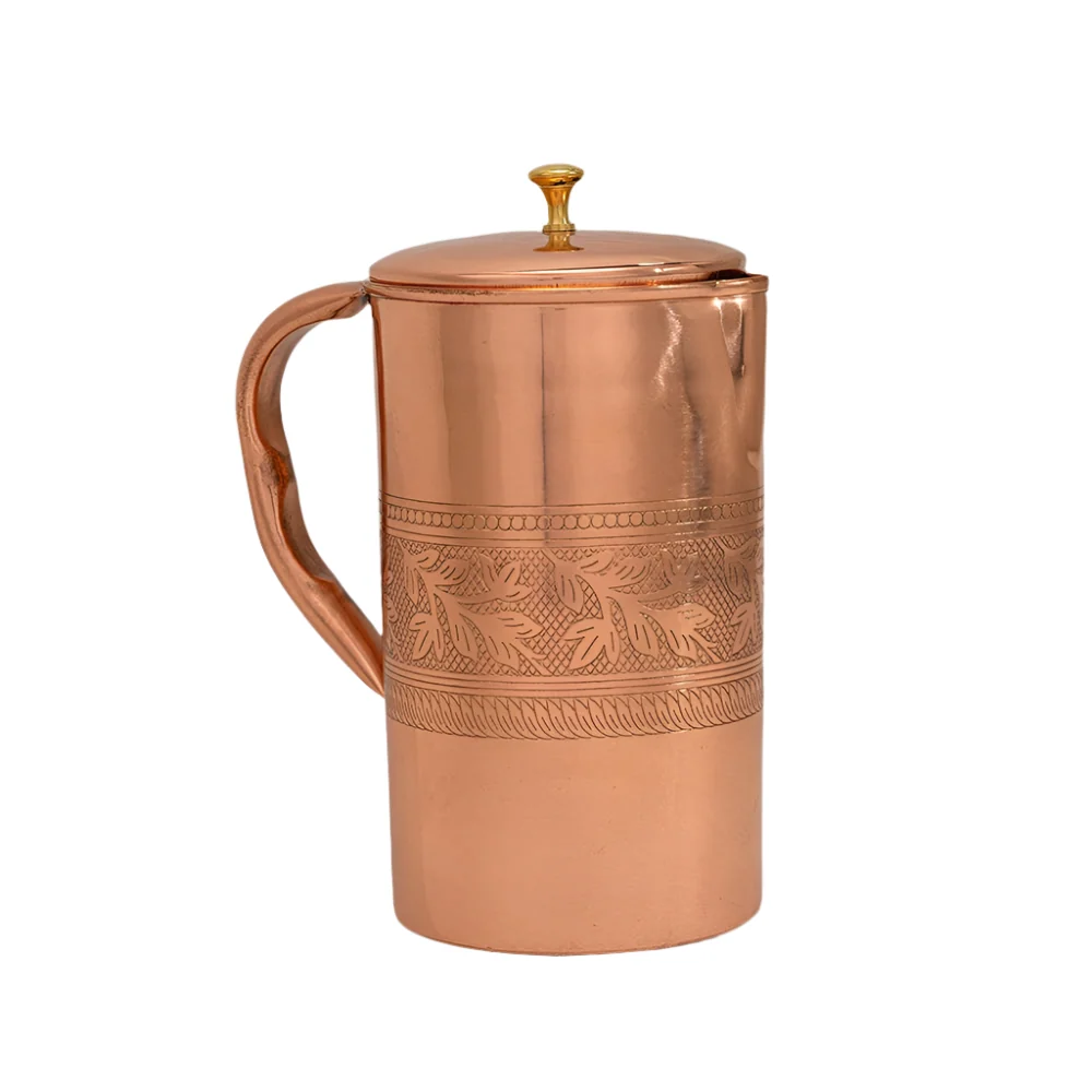 Ren kopparkanna med blommönster och lock - 1,5 liter