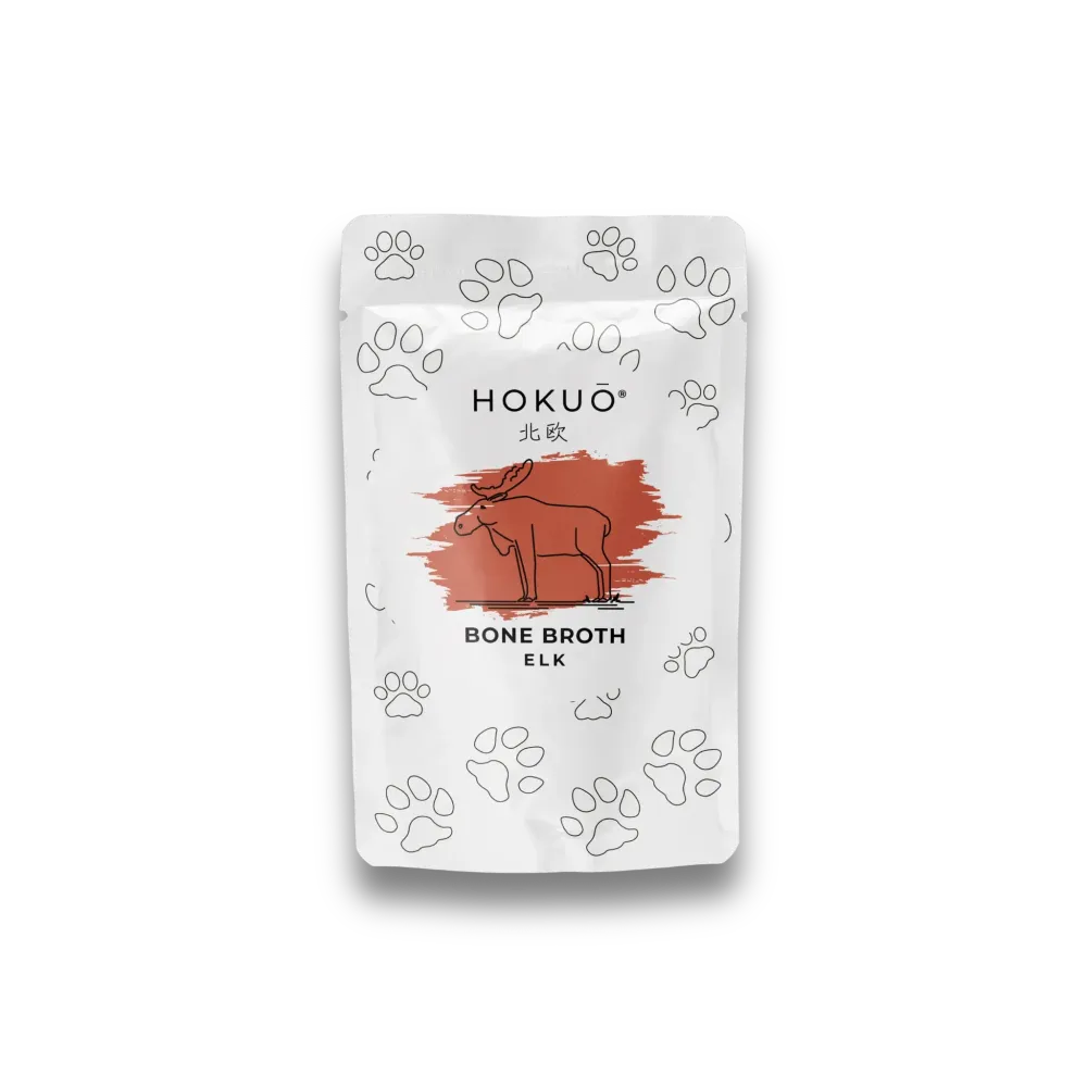Hokuō® Benbuljong - Älgsmak - 230 ml och 100 ml - Naturlig benbuljong för hundar