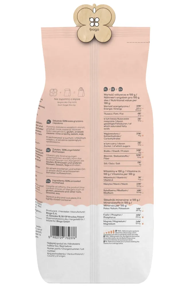 Oskalade bovetegryn 1 kg BIOGO