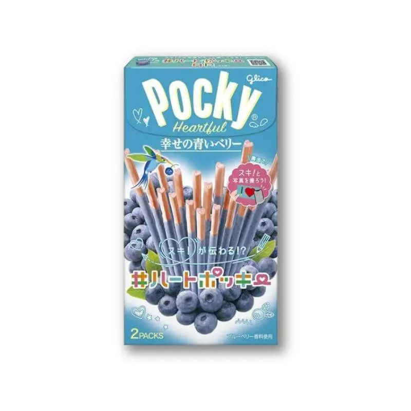 Pocky Heart Biscuit Sticks - Blåbär