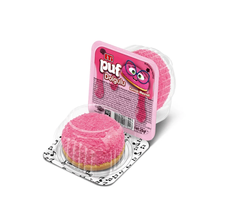 Eti Puf Marshmallow Biscuit, Red Fruits Filling