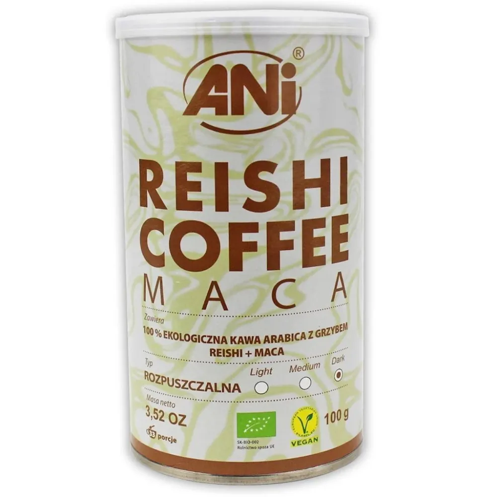 Arabica instantkaffe med reishi-svamp och maca EKO 100 g - ANI